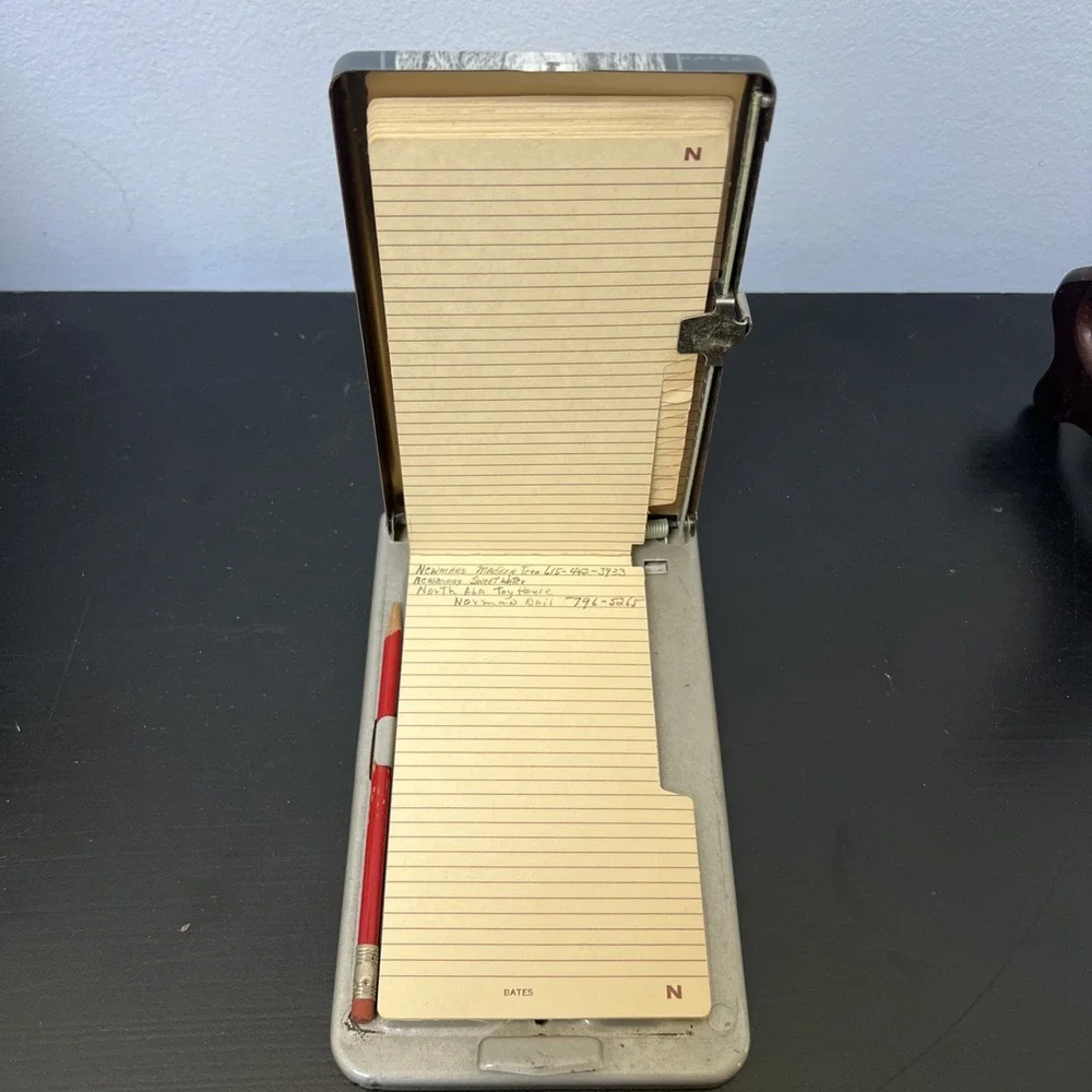 Vintage Bates Model E Pencilist Metal Address Finder Mid‎ Century Desk Tool